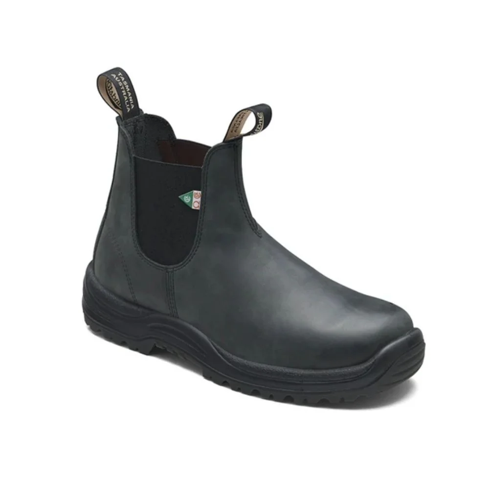 Blundstone181WaxyRusticBlackUnisexSlip-onSteelToeWorkSafetyBoot